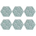 thumbnail image 2 of Pofeuu Floral Print Leather Coasters Set of 6, Round Cups Mugs Mat Pad for Home Kitchen Heat Resistant Drink Coasters,Hexagon, 2 of 7