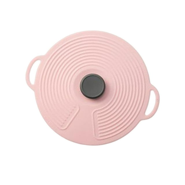 yuksok Couvercle en Silicone Résistant à la Chaleur avec Poignée Auto-Scellant Silicone Épaissi Rose 15.3cm