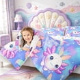 thumbnail image 4 of Manfei Colorful Axolotl 7 Pieces Full Size Bedding Sets,Aquatic Animal Full Size Bed in a Bag,Colorful Stars Reversible, 4 of 7