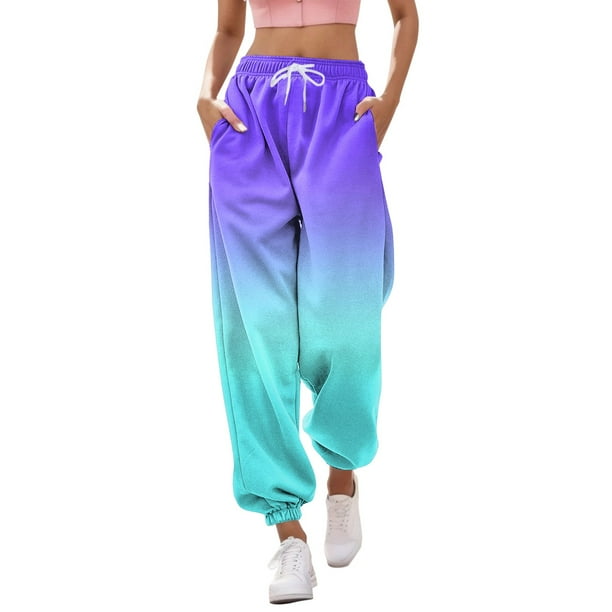 Gibobby pantalones colombianos de mujer Pantalones para mujer Pantalones de chándal con estampado informal Bolsillos Cintura alta Deportivo Gimnasio Pantalones deportivos de ajuste atlético (Aqua, XL)