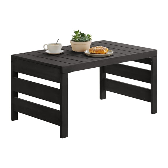 Alaterre Furniture Barton 37” Outdoor Coffee Table - Eucalyptus Wood Table (Black)