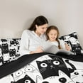 thumbnail image 5 of Homewish Cartoon Cat Kitten Full Size Comforter Sets for Teens, Black White Animal Bedding Comforter Set, Anime Theme Reversible Bedding Sets, Super Cozy Room Decor, 3pcs, 5 of 8