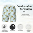 thumbnail image 6 of Picia Cartoon Sea Turtle pattern Mens Swim Trunks with Compression Liner Stretch Beach Shorts Quick Dry with Zipper Pockets No-Chafing Board Shorts-Large, 6 of 9