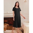 thumbnail image 3 of Ekouaer Women's Nightgown Short Sleeve Sleepshirt 3 Pack Long Loungewear Casual Maxi Lounge Dress House Dresses, 3 of 7