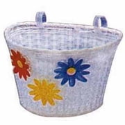 Flower Basket, White, Small, 3 Colored Flowers