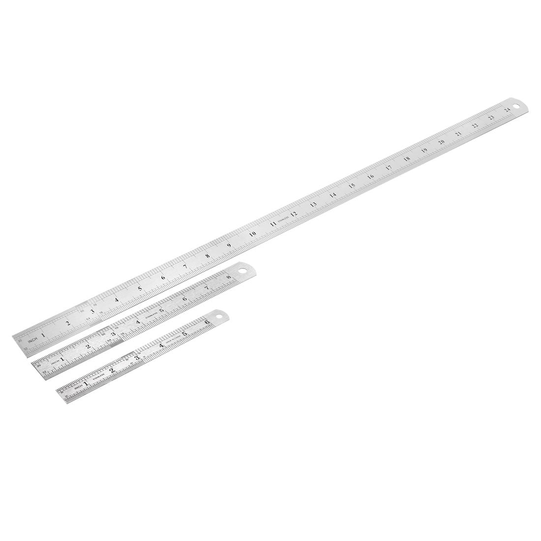 Uxcell (6,8,24 inch) Stainless Steel Straight Rulers Set Inches and