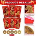 thumbnail image 3 of Ensemble de 6 Enveloppes Rouges du Nouvel An Chinois - Cadeaux d'Enveloppes Rouges de l'Année du Cheval 2026, Décorations du Nouvel An Lunaire, pour Attirer la Richesse et la Bonne fortune pendant le Festival du Printemps, Sacs d'Argent I Ching., 3 of 5