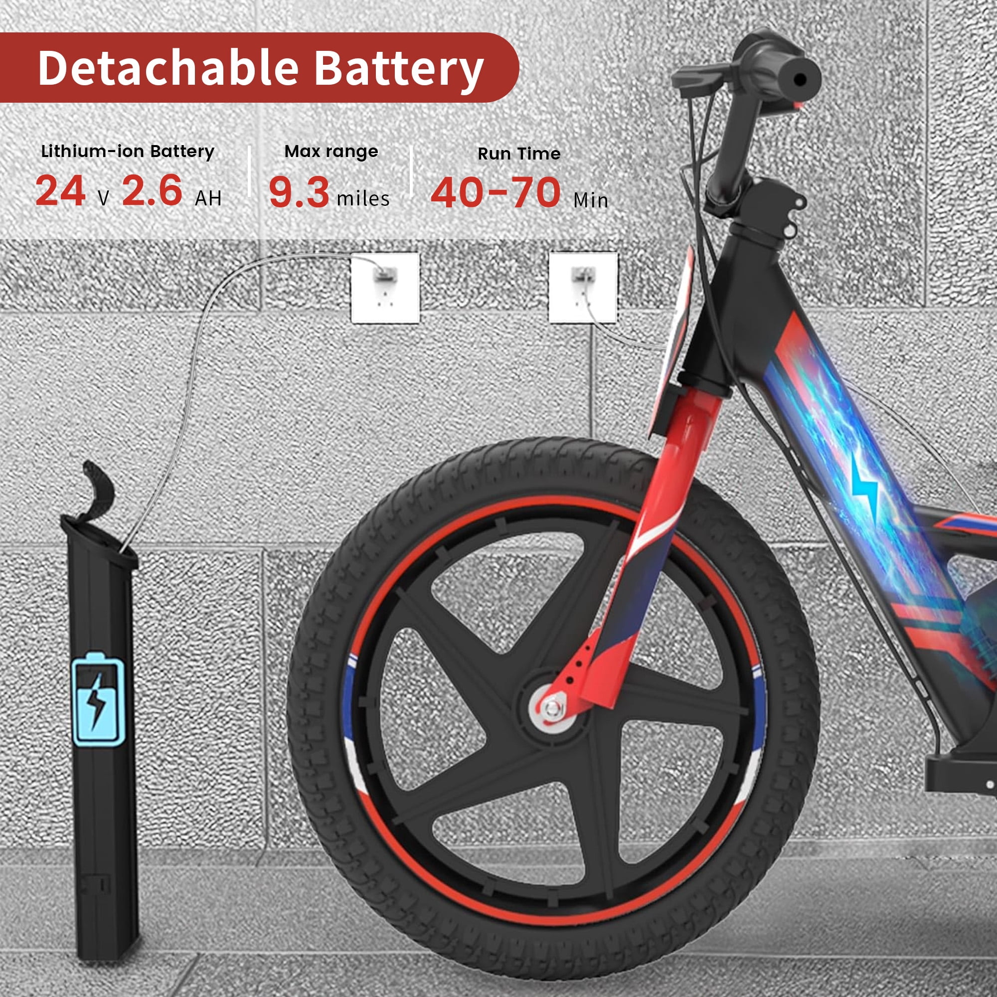 Lightweight Electric Dirt Bike for Kids, 170W Racing Grade Motorcycle for Ages 3-6, Detachable Battery, Safe Speeds up to 10 mph, 12 inch Tires, Red