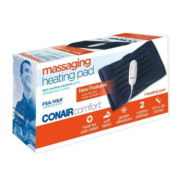 ConairComfort 11.5" x 24" Massaging Heating Pad, Soothing Heat and Massage with Auto-off