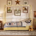 thumbnail image 2 of Bellemave Twin Size Montessori Bed with Storage Drawers, Wooden House Bed with Headboard, Twin Platform Bed Frame with Roof for Kids, No Box Spring Needed, Natural, 2 of 10