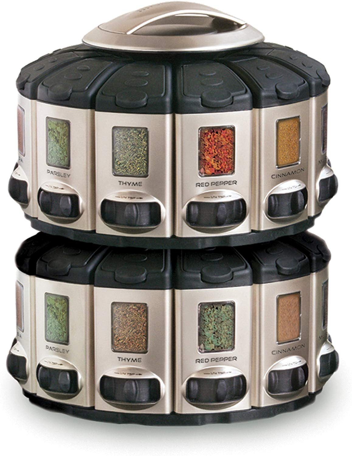 Kitchen Art Select-A-Spice Auto-Measure Pro Carousel 12 Compartments Black  9.5 x 9.5 x 6.5 inches