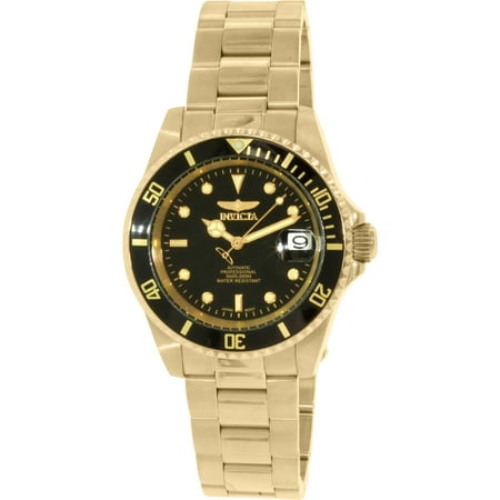 - 8929OB Mens Pro Diver Automatic Blk Dial 18K Gold Plated Coin Edge Watch