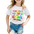 thumbnail image 2 of Girls T Shirts Kids Boys and Girls Summer Last Day of School Theme Print Casual Comfort Short Sleeve T Shirt Summer Tops White 8 Years-9 Years, 2 of 4