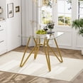 thumbnail image 4 of 35.4 Inch Square Tempered Glass Dining Table Suitable For 2 To 4 People Space Saving Small Kitchen Dining Table Equipped With Sturdy Metal Table Legs Suitable For Dining Room Living Room Gold, 4 of 14