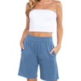 thumbnail image 1 of Fashionmille Women's Bermuda Sweat Mid Long Length With Elastic Waist Shorts, 1 of 5