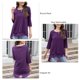 thumbnail image 5 of Top informal para mujer, cuello redondo, manga tres cuartos, dobladillo empalmado, Color puro, corte holgado, jersey para mujer, Top para viajes diarios, 5 of 6