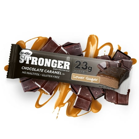 NuGo Stronger Chocolate Caramel, 23g Whey Protein, 10g Fiber, Gluten Free, 12 Count, 33.84 Ounce