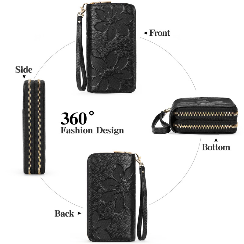 FALAN MULE Women's Leather Wallet Wristlet RFID photo 4