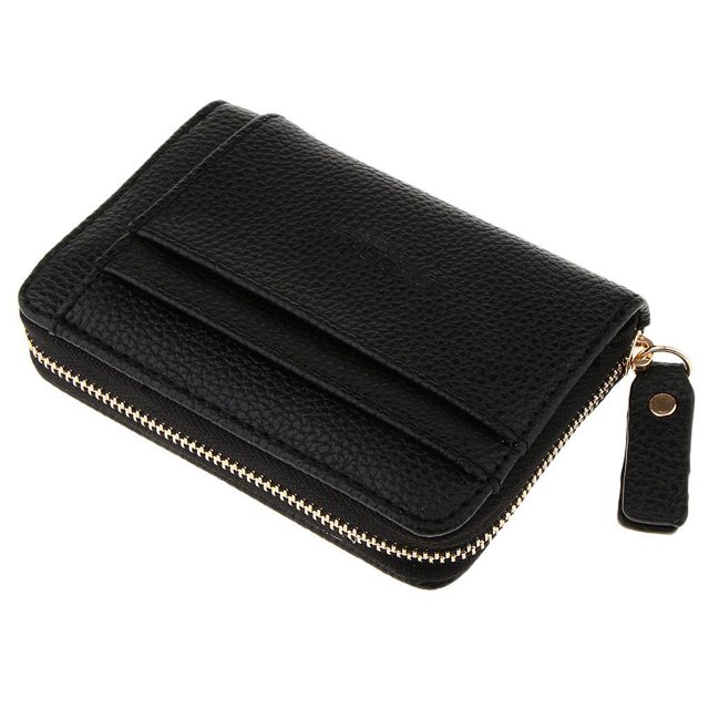 Becaristey Men Slim Leather Wallet Purse Credit Card Holder Black Front Case Pocket Style A 1Set