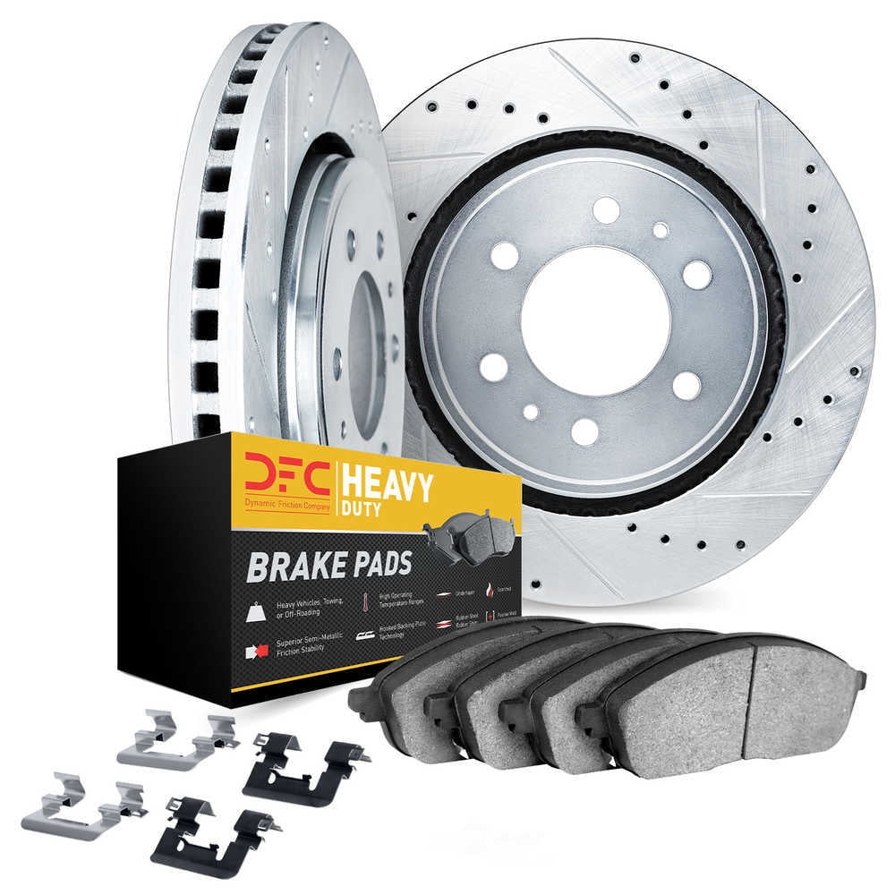 Dynamic Friction Company 7212-48143 DFC Rotors-Drilled and Slotted-Silver with Heavy Duty Brake