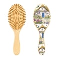 thumbnail image 7 of Natural Wooden Round Hair Brush - Wooden Cushion Massage Comb for Straight and Curly Hair, Promotes Scalp Blood Circulation,Thatched Cottage, 7 of 7