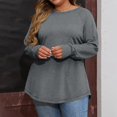 thumbnail image 5 of Women's Casual Long Sleeve Tops Crew Neck Round Hem Loose T-Shirts Tunic Tops with Thumb Holes Gray M, 5 of 5