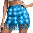 thumbnail image 2 of UQJfacai Sparkly Sequin Fringe Skirt Light Up Tassel Shorts Belly Dance Skirts Rave Festival Outfits for Women, 2 of 6