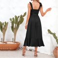 thumbnail image 5 of WILLBEST Spring Dresses for Women 2024 Petite Women's Bridesmaid Dresses Square Neck Ruffle Split Midi Formal Dress for Wedding Guest Independence Day, 5 of 5