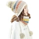 thumbnail image 1 of Gorro de lana de invierno para mujer Taian, conjunto de bufanda circular peruana, gorros con orejeras de esquí, gorros con forro polar de doble capa, Pompomsbeige ShuxiuWang 8390612206962, 1 of 1