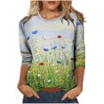 thumbnail image 1 of Tops para mujer Camisas Blusas Elegantes casuales Camisas de manga larga Suéter inferior Estampado floral Cuello redondo Top Cuello redondo Top/Camisa Odeerbi ODB-5, 1 of 5