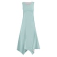 thumbnail image 3 of Women's Fashion Spring And Summer Solid Color Retro Irregular Hem Round Neck Sleeveless Pocket Beach Style Casual Dress Woman Tan Dress Ruffled Wrap Dress Floral Dresses for Women Summer Long Casual, 3 of 3
