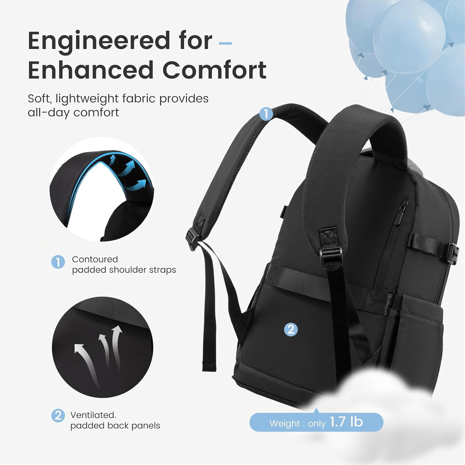 LOVEVOOK Laptop Backpack for Women with Pouch Pocket for Large Capacity Cup,15.6 Inch Lightweight Puffer Computer Laptop Bag Quilted Travel Backpack Purse for Work College Teacher Personal Item,Black