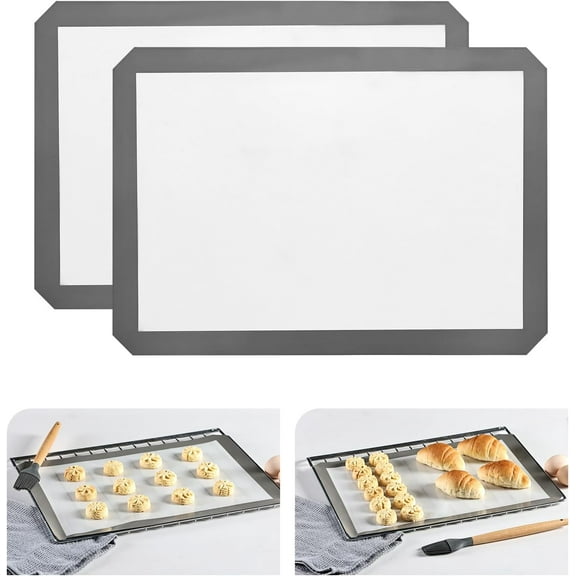 Silicone Baking Mat, 16.5"x11.6" Non Stick Reusable Silicone Cooking Mat, BPA Free Baking Sheet for , Macarons Bread & Pastry, Toaster Pad Set of 2