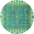 thumbnail image 1 of Ahgly Company Indoor Round Abstract Turquoise Blue Modern Area Rugs, 3' Round, 1 of 4