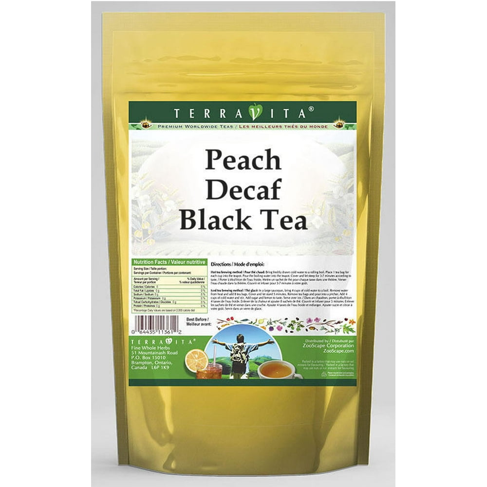 TerraVita Peach Decaf Black Tea, (Peach Decaf, Black Tea Bags, 25 Tea