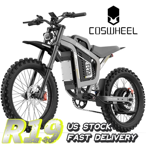COSWHEEL R19 Electric Bike for Adults 6000W Peak 72V/40AH 46.6MPH 19x4 Light Off Road Dirtbike Style EBike for Cross Riding and Extended Adventures