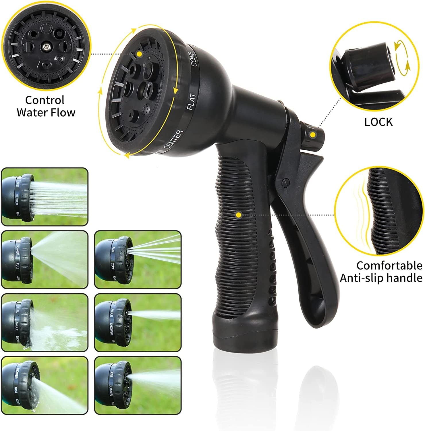 304 Stainless Steel Garden Hose with Brass Nozzle,  Function Spray Gun, Kink  Water Hose 25FT