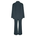 thumbnail image 5 of WRKEKC 2 Piece Sets for Women, Casual Outfits for Women, Ladies' Casual Solid Color Long Sleeve Lapel Loose Button-Up Blouse with Pocket and Wide Leg Long Pant Set Suit, 5 of 7