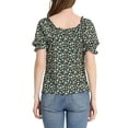 thumbnail image 3 of Allegra K Women's Sweetheart Neck Raglan Sleeve Retro Ruffle Floral Tops, 3 of 5