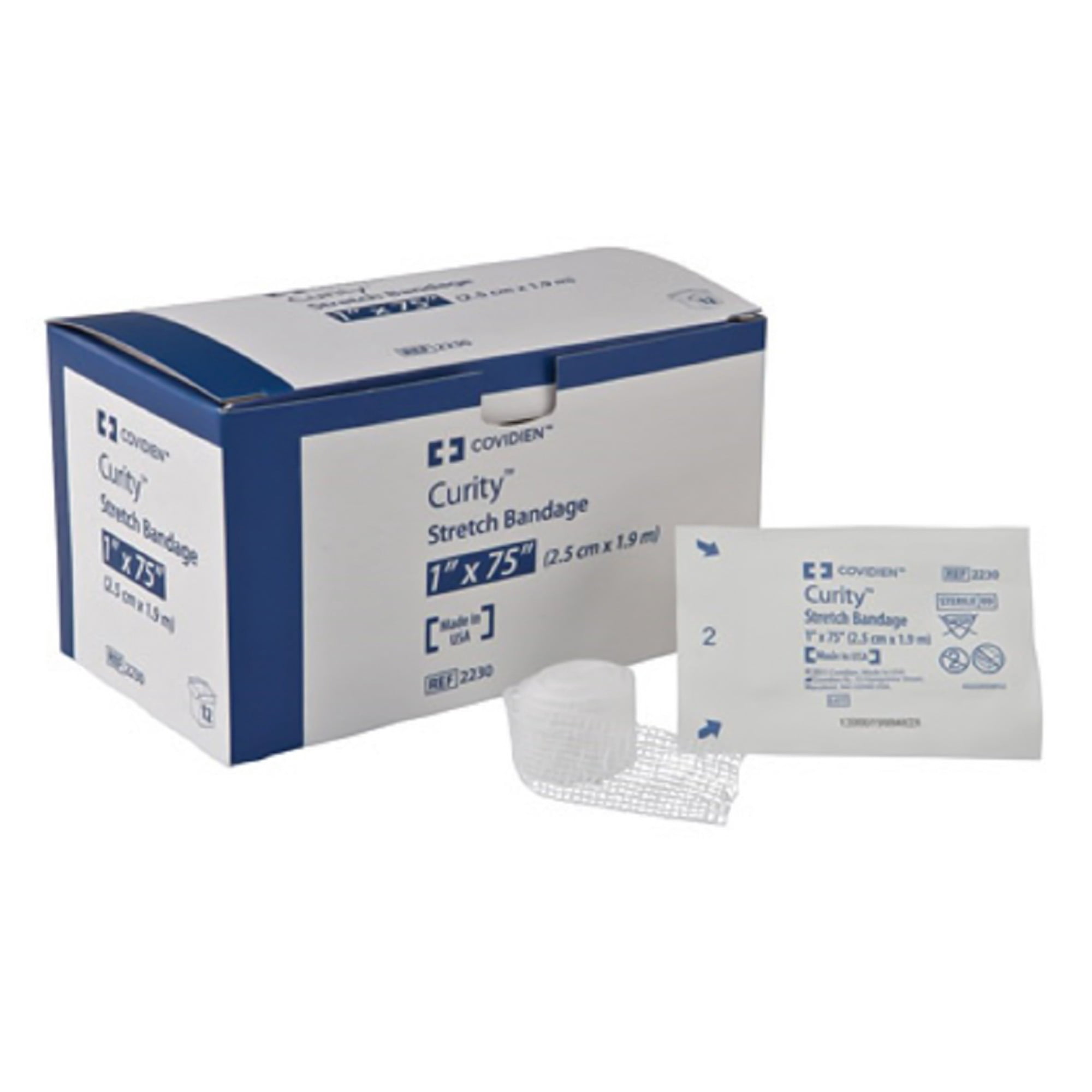Curity Conforming Bandage, 1-Ply Cotton Wound Wrap, 1 in x 75 in, 12 Count, 8 Packs, 96 Total