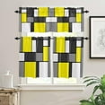 thumbnail image 2 of Yellow Grey Geometric Kitchen Curtains Set Valance Tier Curtains Set, Modern White Abstract Art Aesthetics Farmhouse 3 Piece Set Rod Pocket Kitchen Window Short/Half/Small Curtain 27.5x36*2 Panels, 2 of 5