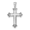thumbnail image 1 of Sterling Silver Rhodium-Plated Fleur-De-Lis Cross Pendant (38 X 22) Made In Indonesia qc5257, 1 of 2
