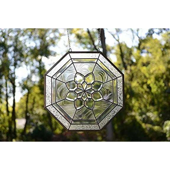 TMI ART PANEL 20x20 inches All Clear Stained Glass Octagon Beveled Window Panel TMM4