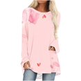 thumbnail image 1 of Cameland T-Shirts de la Saint-Valentin pour Femmes Grande Taille à Imprimé de Cœur Hauts de la Saint-Valentin Manches Longues Col Rond Tuniques Blouses, 1 of 4