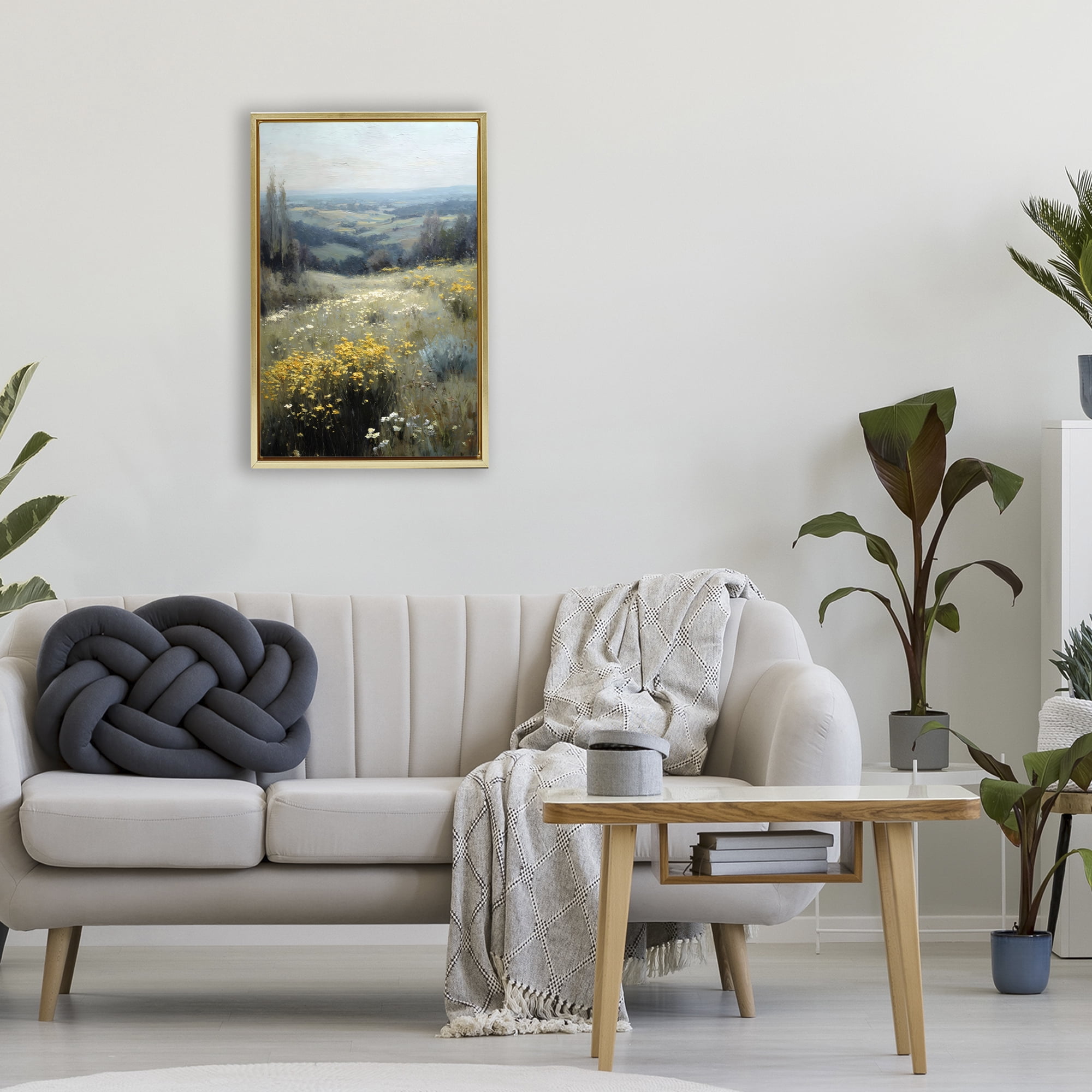 Stupell Industries Sporadic Meadow Flowers Gold Framed Floater Canvas Wall Art, design by Petal Prints Design