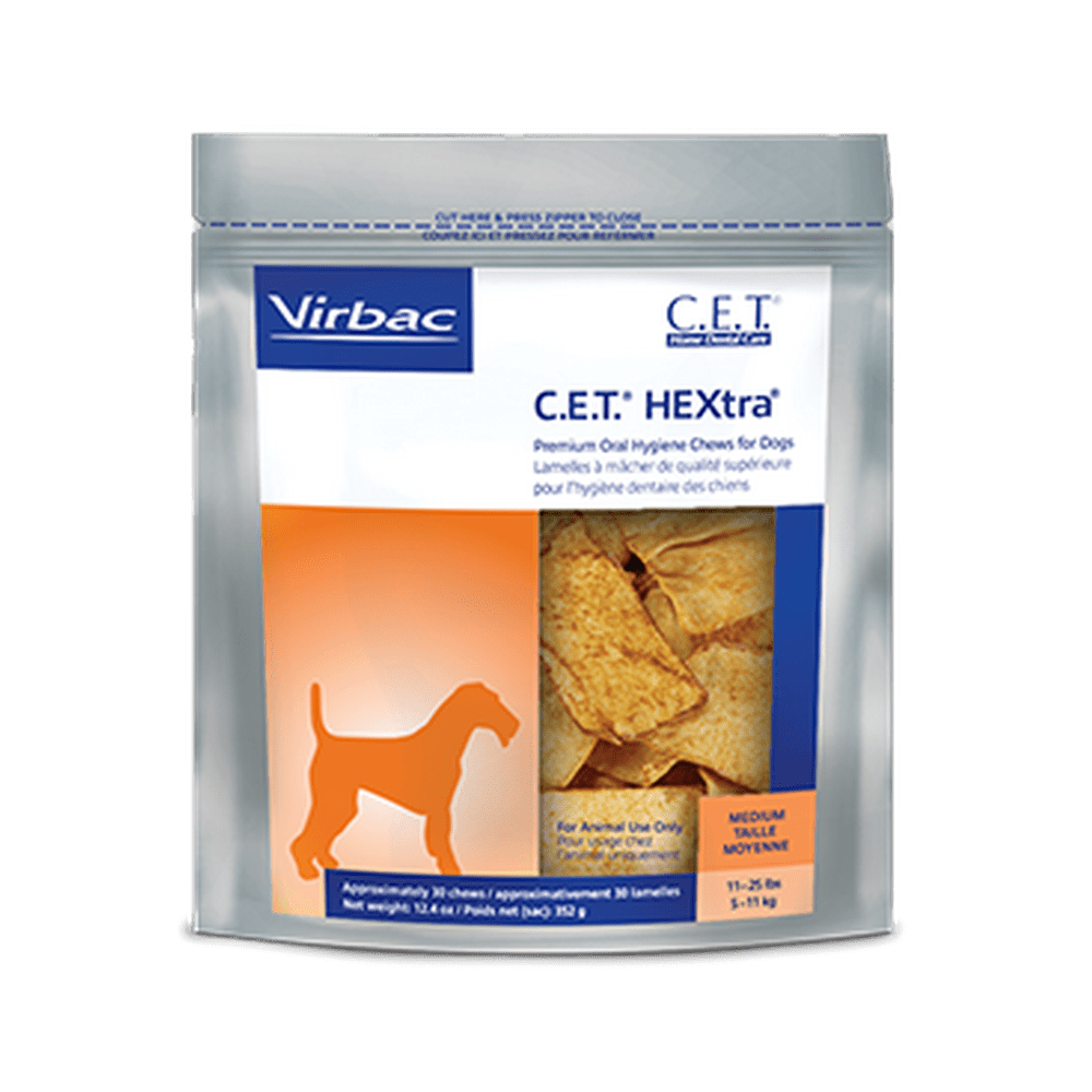 Virbac C.E.T. HEXtra Premium Oral Hygiene Chews for Medium Dogs, 30