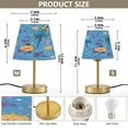 thumbnail image 2 of Modern Minimalist Cone Desk Lamp Antique Bronze Base & Linen Shade Bedside Table Lamp for Bedroom Living Room, Office, Dorm Parrots and Dolphins Pattern Small, 2 of 7
