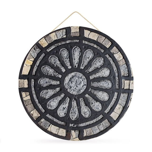Welcome Sign Front Door Decorations, Boho Round Wall Art Outdoor Metal Wreaths, Retro Farmhouse Medallions Chic Floral Motifs Seasonal Hanging Sign for Home Porch Decor Warming Gift 12 In