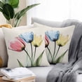 thumbnail image 2 of Colorful Tulips Outdoor Pillow Covers Pack of 2 Abstract Flowers Vintage Waterproof Throw Pillow Covers Decorative Cushion Cases for Patio Garden Tent Balcony Couch 20x20 inch, 2 of 8