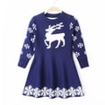 thumbnail image 4 of IVEYRTF Christmas Girls Knit Dress Long Sleeve Pullover Soft Kids Winter Tops Cute Deer Patterned Childrens Party Wear Holiday Outfit Cozy Toddler(Blue,5-6 Years), 4 of 4